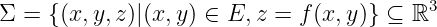 3
Σ = {(x,y,z)|(x,y) ∈ E,z = f(x,y)} ⊆ ℝ